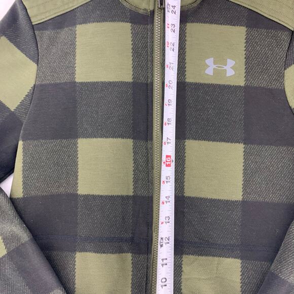 Under Armour Men's ColdGear Full Zip Plaid Jacket Green Black Size S - Picture 5 of 15
